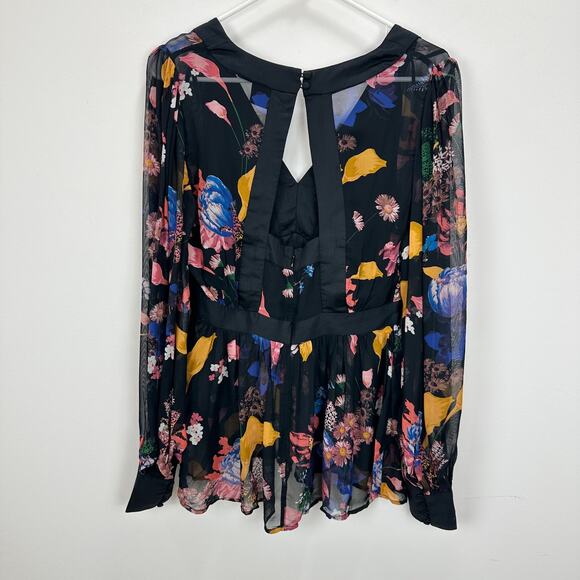 Anthropologie Maeve Floral Chiffon Blouse Open Back Tunic Cottagecore US 4 NWT - Picture 16 of 16
